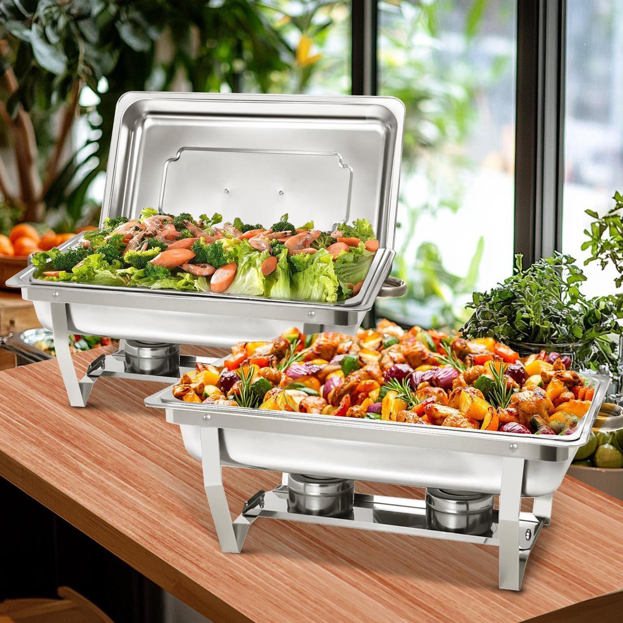 Alt view image 2 of 7 - EVGTTI 4 Pack 8QT Chafing Dish Buffet Set Stainless Steel Food Warmer Chafer Complete Set for Party Catering Weddings