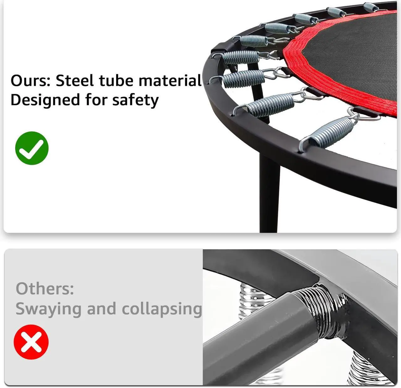Alt view image 7 of 7 - EVGTTI 40" Fitness Mini Trampoline, Exercise Rebounder Mini Trampoline for Adults, Foldable with Adjustable T-Shaped Handrail Max Load 440lbs