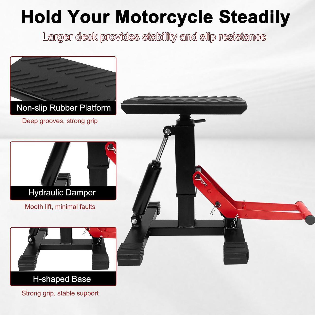 Alt view image 2 of 7 - EVGTTI Motorcycle Dirt Bike Stand Jack Lift Hoist Table Height Adjustable Lifting Stand,Dirt Bike Accessories Stand 330Lbs Capacity, Ideal for Dirt Pit Bike Repair & Maintainance