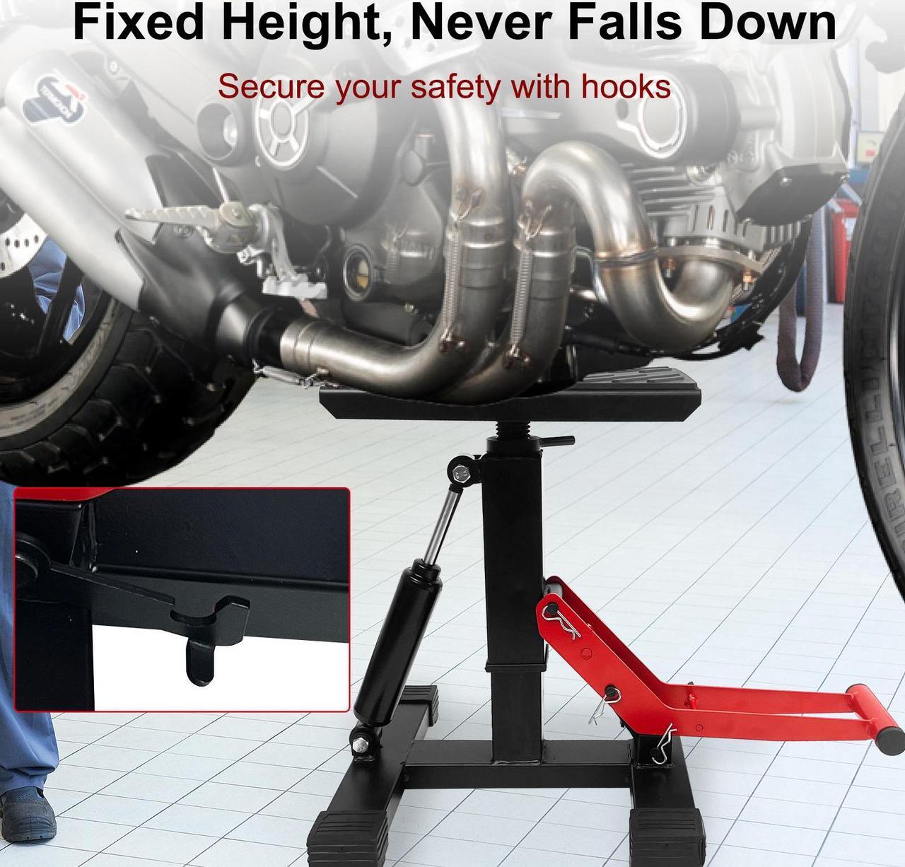 Alt view image 3 of 7 - EVGTTI Motorcycle Dirt Bike Stand Jack Lift Hoist Table Height Adjustable Lifting Stand,Dirt Bike Accessories Stand 330Lbs Capacity, Ideal for Dirt Pit Bike Repair & Maintainance