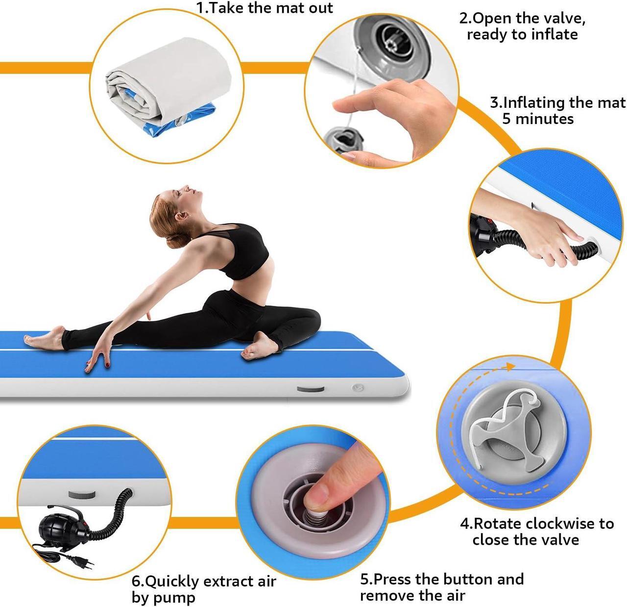 Alt view image 4 of 7 - EVGTTI Inflatable Gymnastics Tumbling Mat 20/26FT x 6.6FT x 8IN Air Tumble Track with Electric Air Pump for Home Use, Gym, Training, Cheerleading, Tumbling & Fitness 20ftx6.6ftx8in