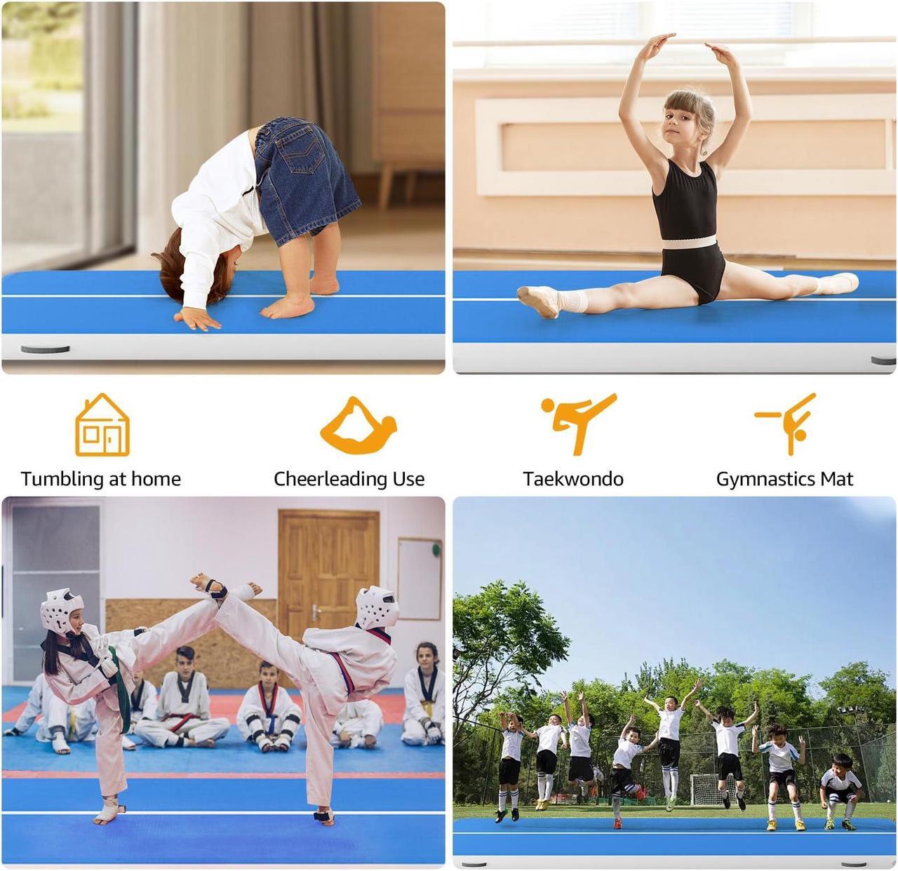Alt view image 7 of 7 - EVGTTI Inflatable Gymnastics Tumbling Mat 20/26FT x 6.6FT x 8IN Air Tumble Track with Electric Air Pump for Home Use, Gym, Training, Cheerleading, Tumbling & Fitness 20ftx6.6ftx8in