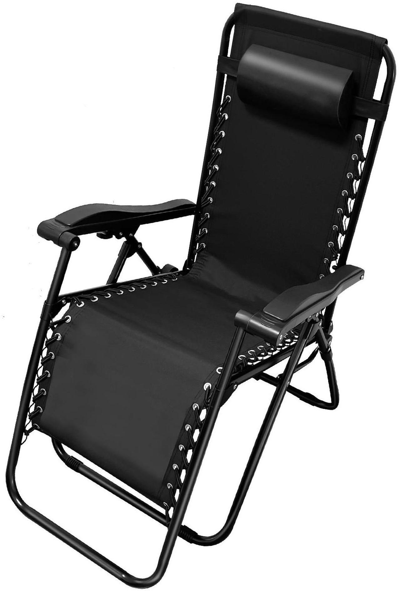 Main image of EVGTTI Zero Gravity Chair Folding Mesh Zero Gravity Recliner with Fixed Lock and Pillow Support 330lbs for Deck, Lawn, Poolside, Camping