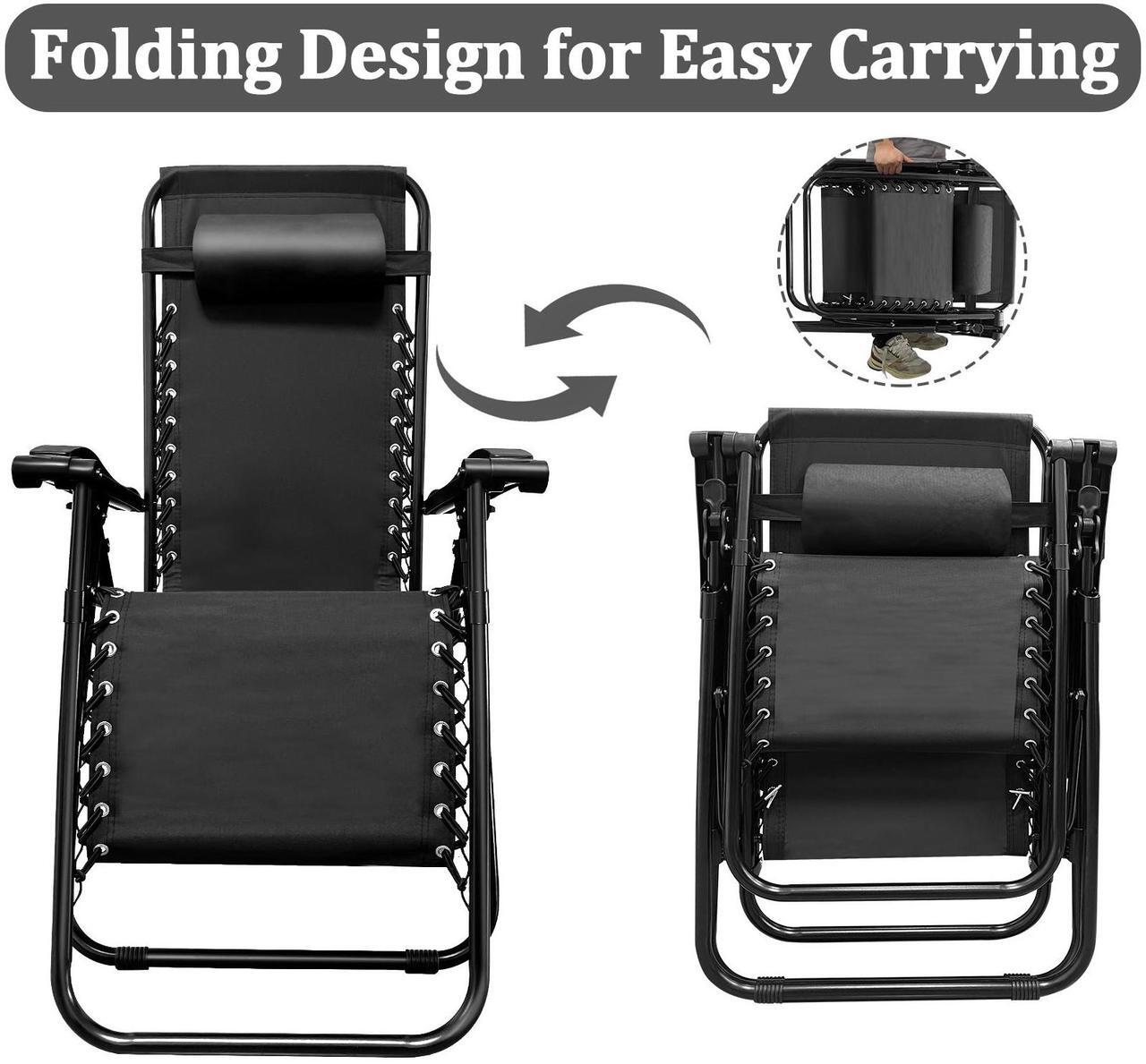 Alt view image 6 of 7 - EVGTTI Zero Gravity Chair Folding Mesh Zero Gravity Recliner with Fixed Lock and Pillow Support 330lbs for Deck, Lawn, Poolside, Camping