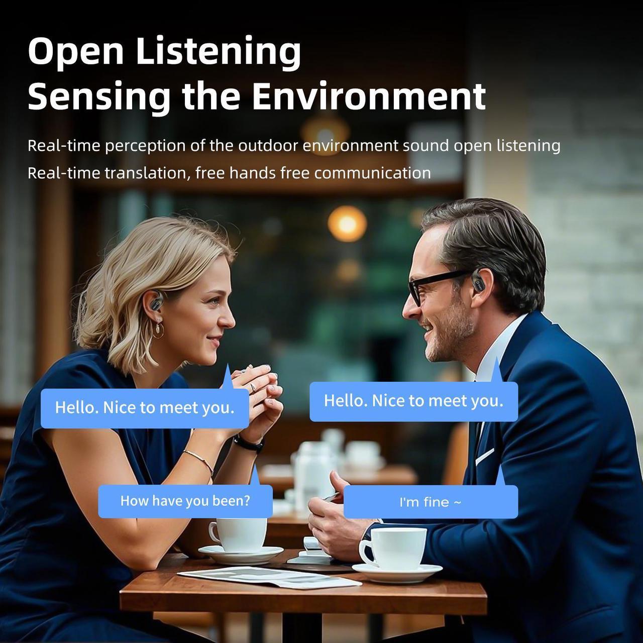 Alt view image 5 of 7 - SOBAST S-OW1pro AI Wireless Headset Intelligent Real-time Translation Wireless 5.3 Earbuds Noise Canceling Microphone Wireless Headset with Earhook, IP7 Waterproof Fitness Running Gym (Black)