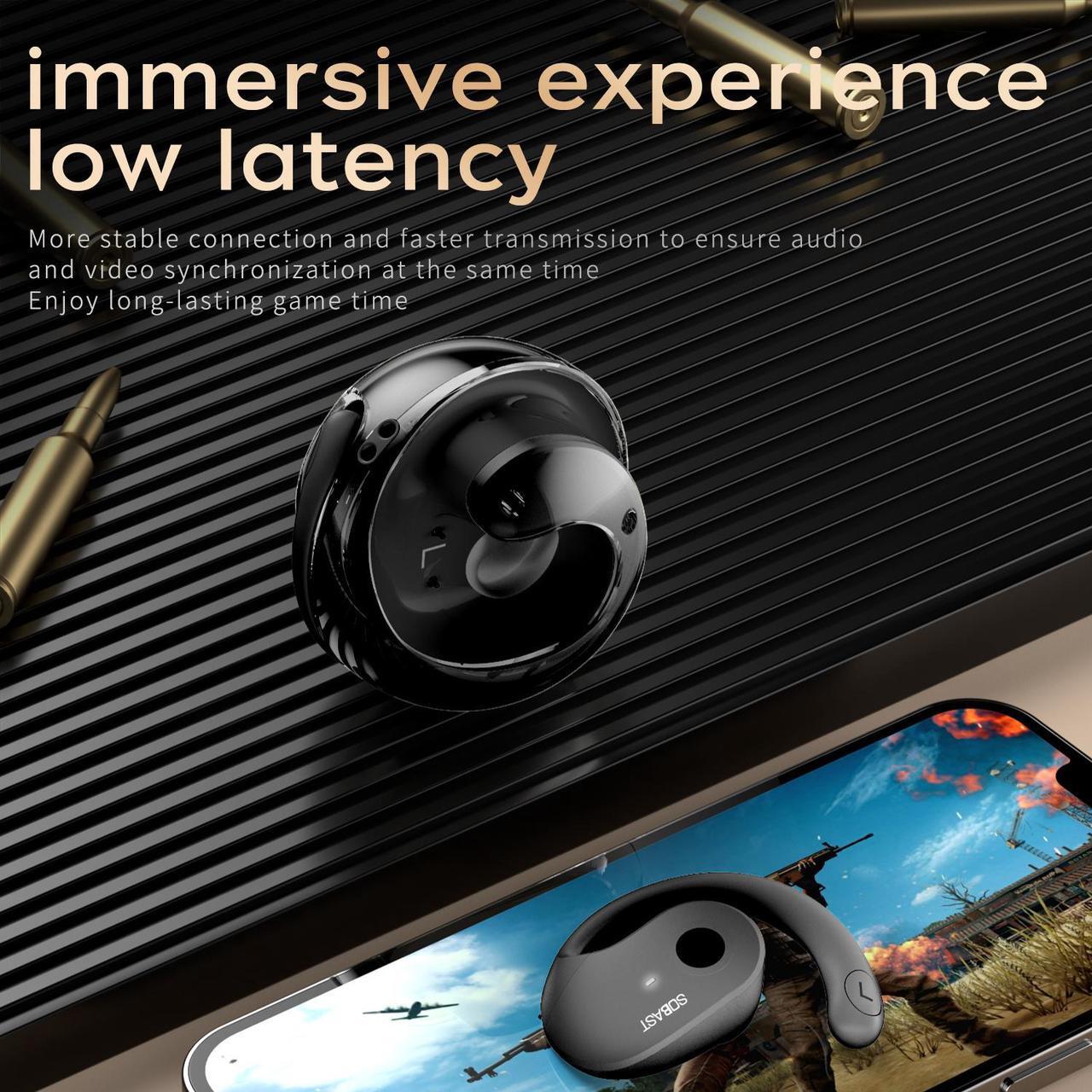 Alt view image 3 of 6 - SOBAST open headset, ultra-comfortable, lightweight design, fit the ear, ergonomic earhooks, powerful bass, 36 hours of playback time, Bluetooth 5.3, application control, clear calls, wireless g Black