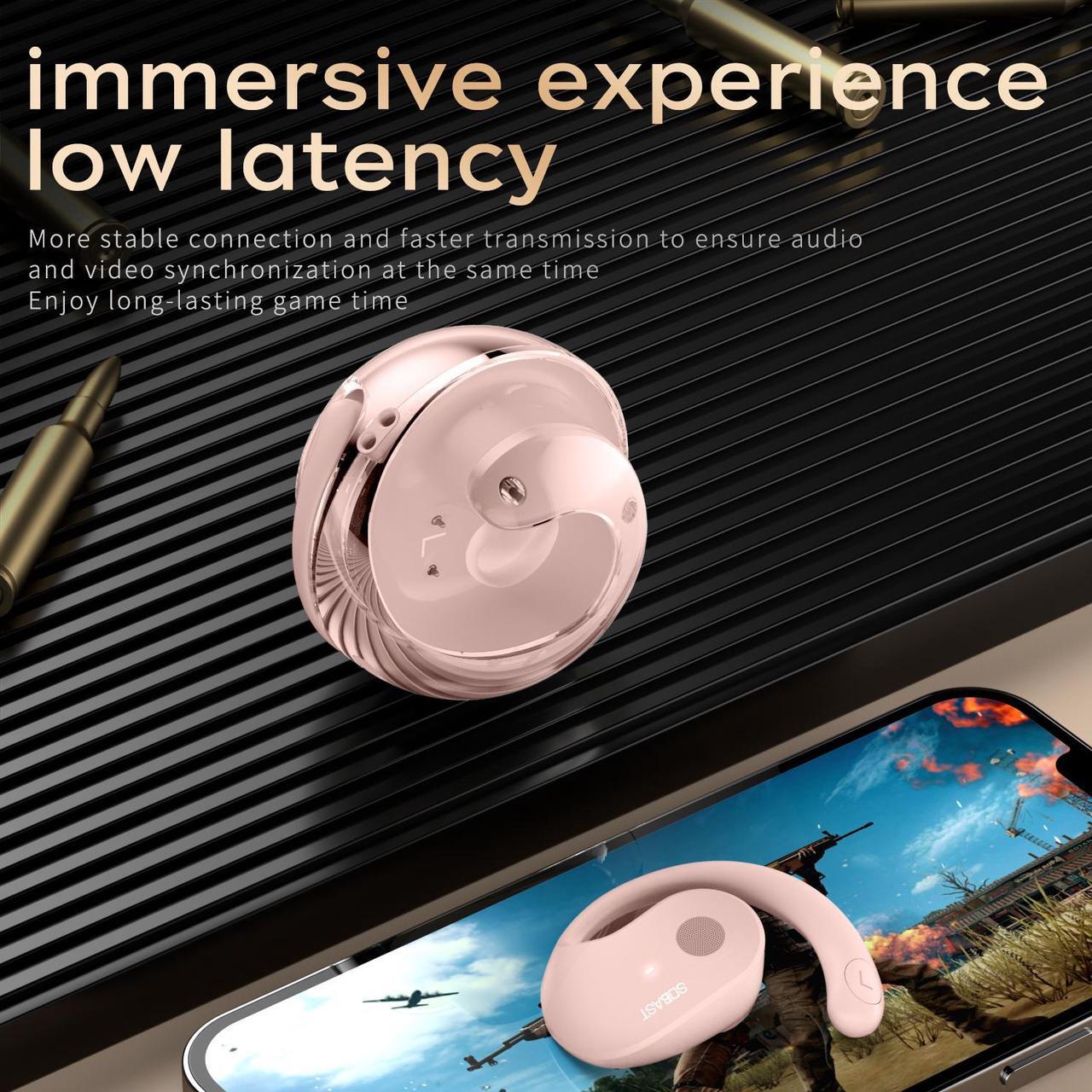 Alt view image 3 of 7 - SOBAST open headphones, ultra-comfortable, lightweight design, fit in the ear, ergonomic earhooks, powerful bass, 36 hours of playback time, 5.3, app control, AI translation conversation,  Pink