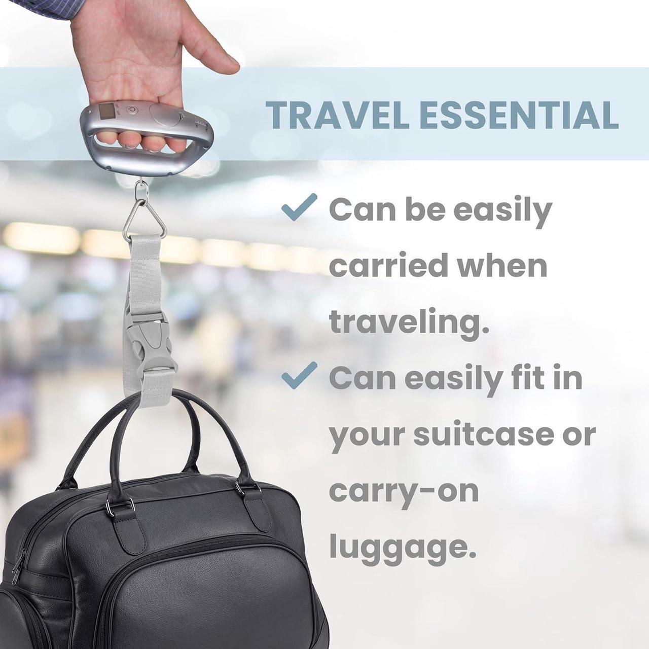 Alt view image 6 of 7 - Smart Weigh Digital Portable Luggage Scale, 50kg /110lbs Capacity, with EZ Grip Handle, Travel Hanging Scale w/Strap, Bag Weight Gadget w/Tare Function for Suitcases