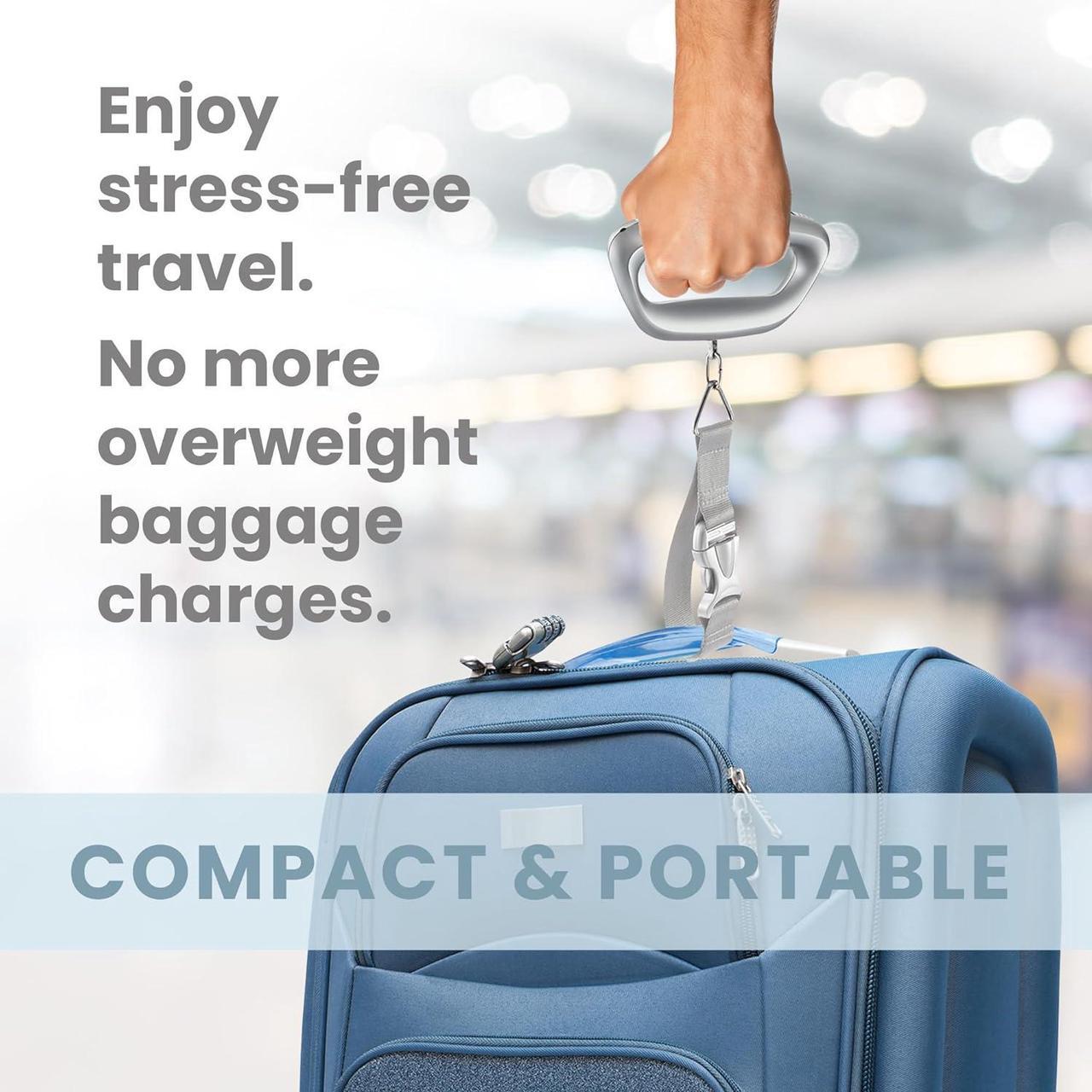 Alt view image 4 of 7 - Smart Weigh Digital Portable Luggage Scale, 50kg /110lbs Capacity, with EZ Grip Handle, Travel Hanging Scale w/Strap, Bag Weight Gadget w/Tare Function for Suitcases