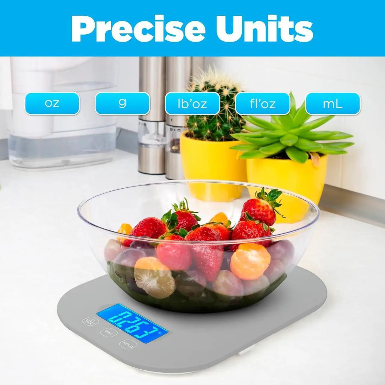 Alt view image 2 of 7 - Smart Weigh Small Gray Food Scales for Kitchen Weight Loss Calorie Scale, Baking Kitchen Scales Digital Weight Grams and Ounces, Weight Watchers Scale for Food, Cooking, Bread