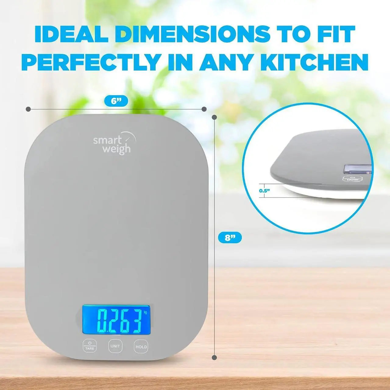 Alt view image 3 of 7 - Smart Weigh Small Gray Food Scales for Kitchen Weight Loss Calorie Scale, Baking Kitchen Scales Digital Weight Grams and Ounces, Weight Watchers Scale for Food, Cooking, Bread