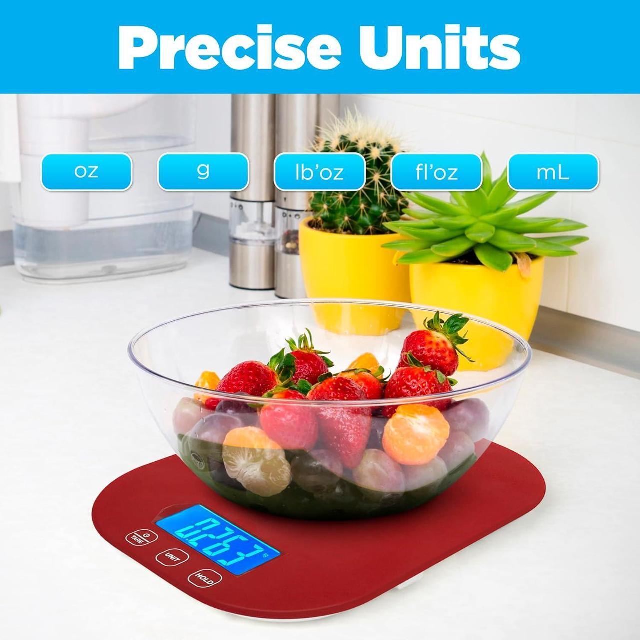 Alt view image 4 of 7 - Smart Weigh Small Red Food Scales for Kitchen Weight Loss Calorie Scale, Baking Kitchen Scales Digital Weight Grams and Ounces, Weight Watchers Scale for Food, Cooking, Bread