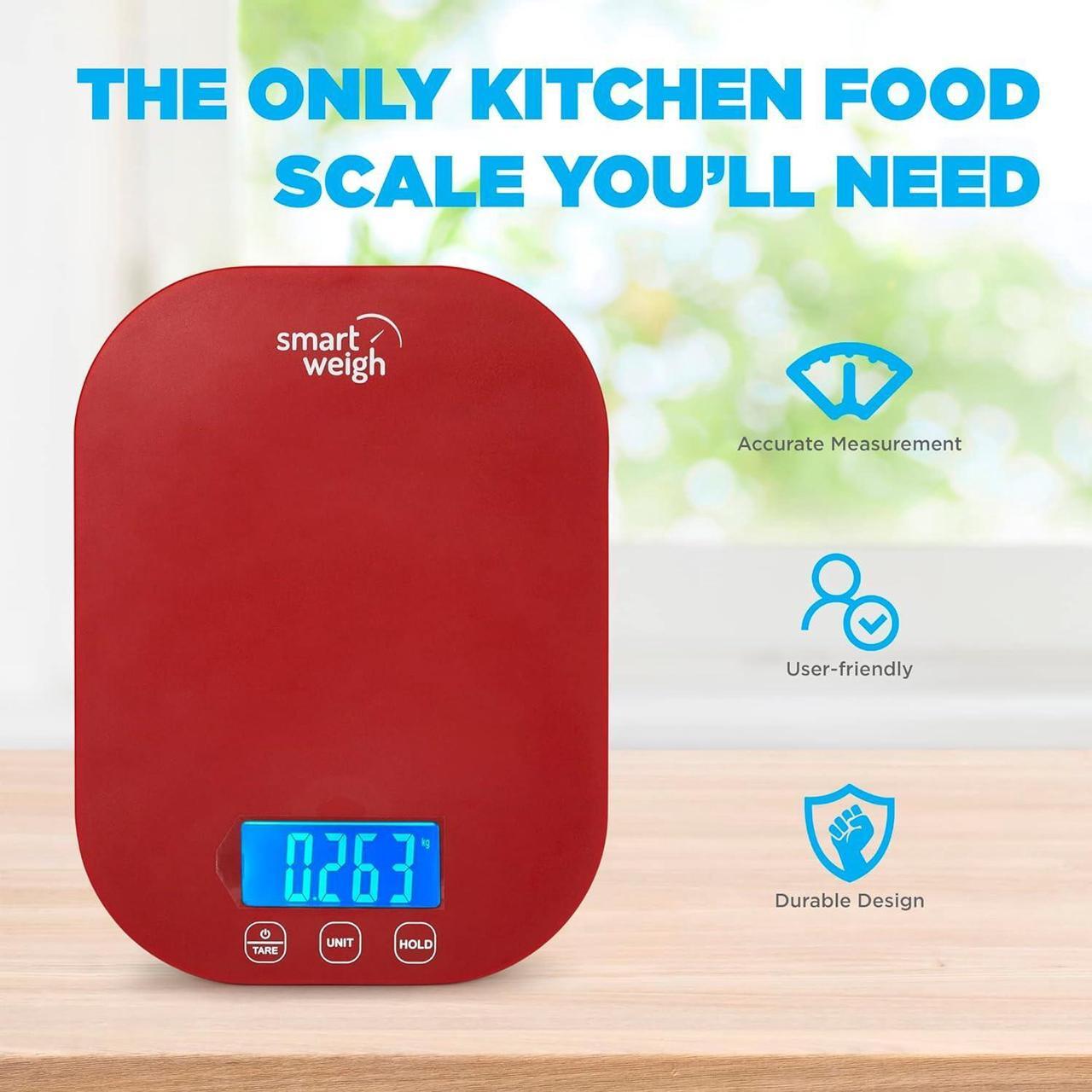 Alt view image 5 of 7 - Smart Weigh Small Red Food Scales for Kitchen Weight Loss Calorie Scale, Baking Kitchen Scales Digital Weight Grams and Ounces, Weight Watchers Scale for Food, Cooking, Bread