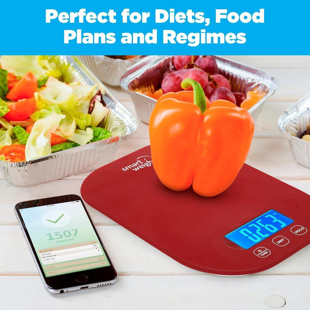 Alt view image 7 of 7 - Smart Weigh Small Red Food Scales for Kitchen Weight Loss Calorie Scale, Baking Kitchen Scales Digital Weight Grams and Ounces, Weight Watchers Scale for Food, Cooking, Bread