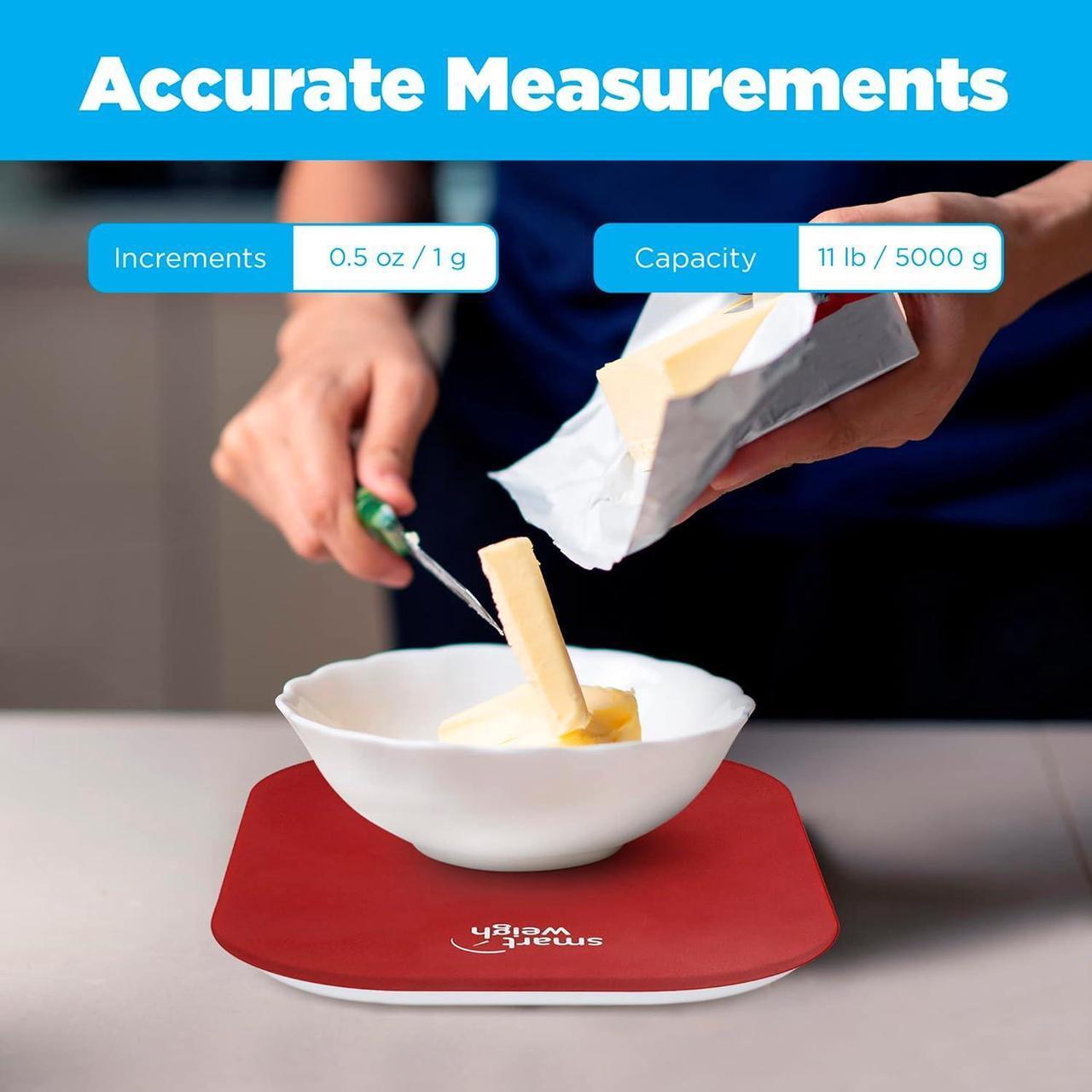 Alt view image 2 of 7 - Smart Weigh Small Red Food Scales for Kitchen Weight Loss Calorie Scale, Baking Kitchen Scales Digital Weight Grams and Ounces, Weight Watchers Scale for Food, Cooking, Bread