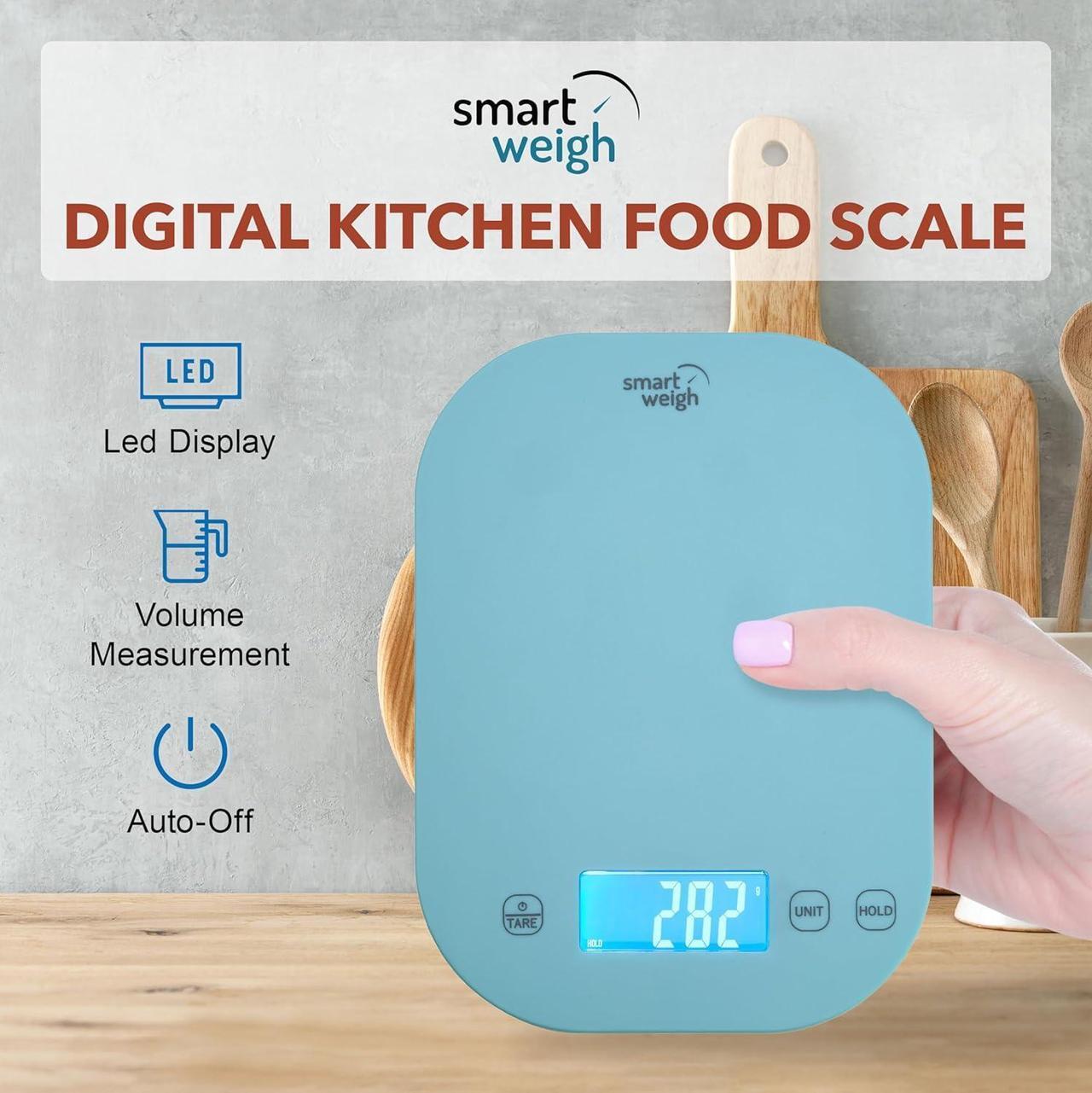 Alt view image 2 of 7 - Smart Weigh Small Blue Food Scales for Kitchen Weight Loss Calorie Scale, Baking Kitchen Scales Digital Weight Grams and Ounces, Weight Watchers Scale for Food, Cooking, Bread
