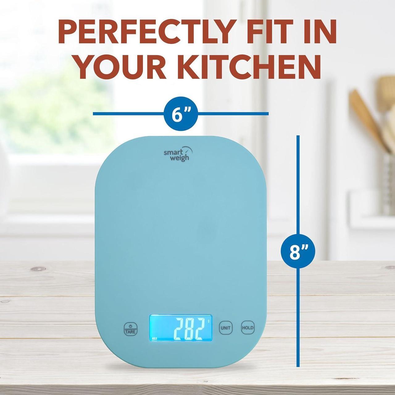 Alt view image 7 of 7 - Smart Weigh Small Blue Food Scales for Kitchen Weight Loss Calorie Scale, Baking Kitchen Scales Digital Weight Grams and Ounces, Weight Watchers Scale for Food, Cooking, Bread