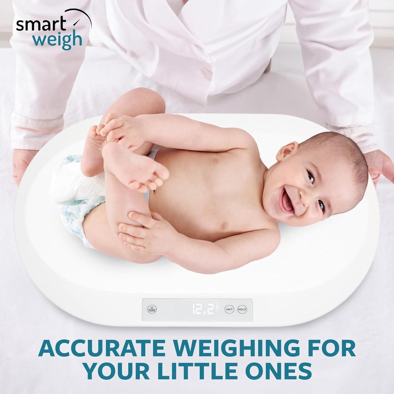 Alt view image 5 of 7 - Smart Weigh Accurate Digital Baby and Pet Scale with Changing Pad Infant Weight Scale Cats Dogs Scales Weighing Newborns Touch Button High Precision Sensor Non-Slip Feet 40kg Capacity