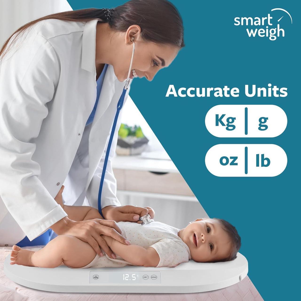 Alt view image 3 of 7 - Smart Weigh Accurate Digital Baby and Pet Scale with Changing Pad Infant Weight Scale Cats Dogs Scales Weighing Newborns Touch Button High Precision Sensor Non-Slip Feet 40kg Capacity