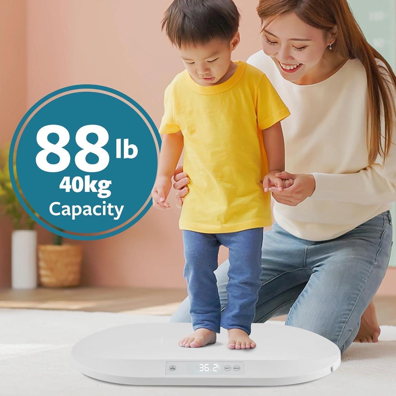 Alt view image 4 of 7 - Smart Weigh Accurate Digital Baby and Pet Scale with Changing Pad Infant Weight Scale Cats Dogs Scales Weighing Newborns Touch Button High Precision Sensor Non-Slip Feet 40kg Capacity