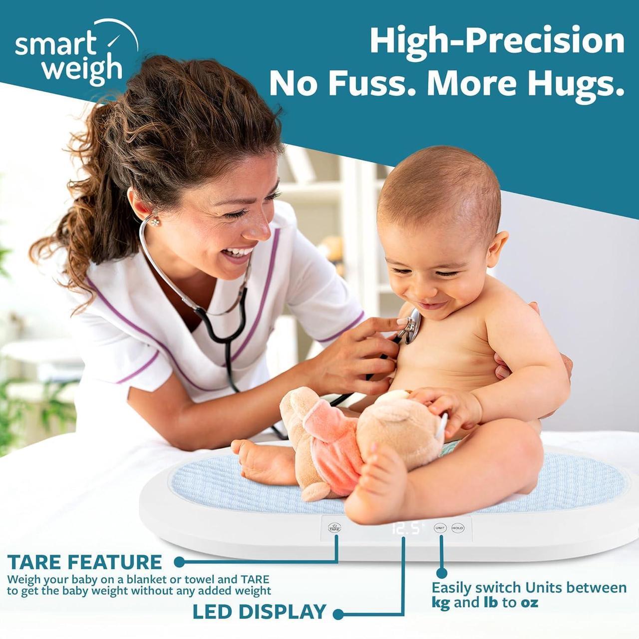 Alt view image 7 of 7 - Smart Weigh Accurate Digital Baby and Pet Scale with Changing Pad Infant Weight Scale Cats Dogs Scales Weighing Newborns Touch Button High Precision Sensor Non-Slip Feet 40kg Capacity