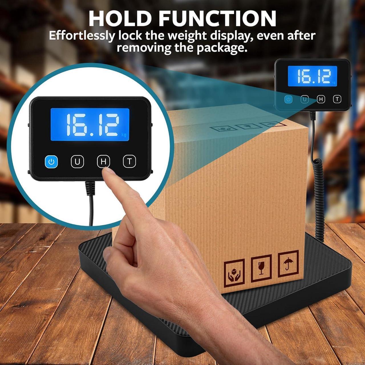 Alt view image 4 of 7 - Smart Weigh Digital Shipping Postal Scale Commercial Weight Scale for Shipping Packages Small Business 440lbs Capacity Accurate Postage Scale for Packages Mailing Weight Scale USB Rechargeable