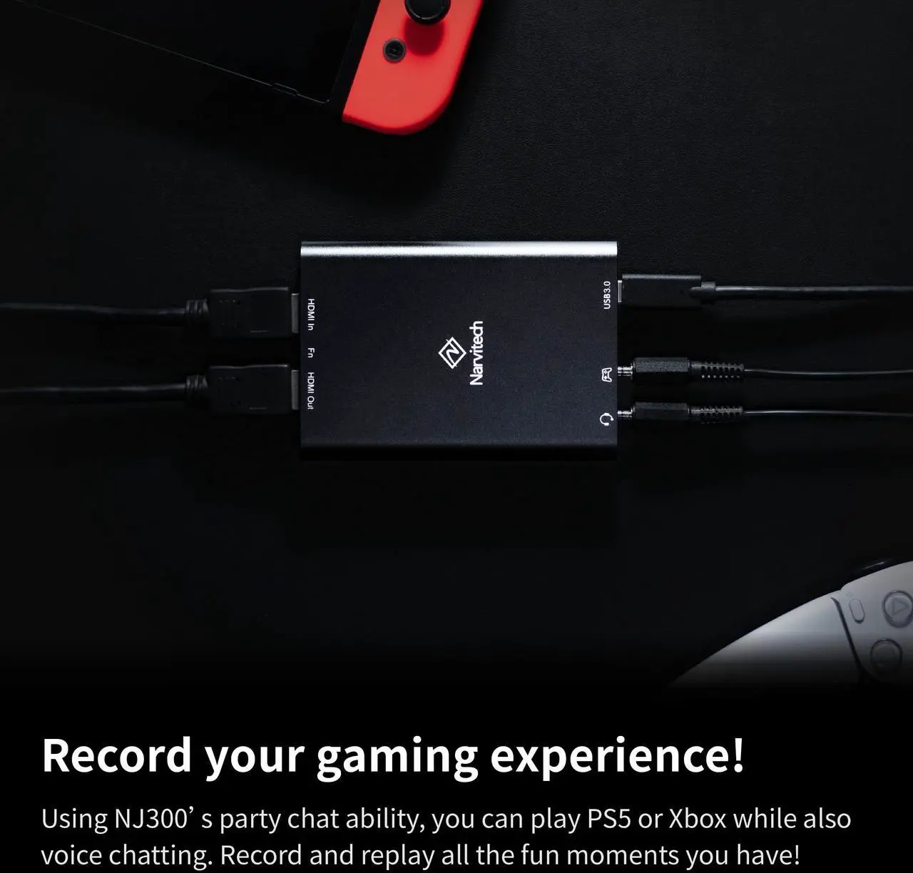 Alt view image 5 of 7 - Narvitech NJ300 External Capture Card  4K60 Passthrough, 1080P60 Streaming & Recording, Ultra-Low Latency for PS5, PS4, Xbox Series X/S, PC & Mac, OBS Compatible, Supports Party Chat