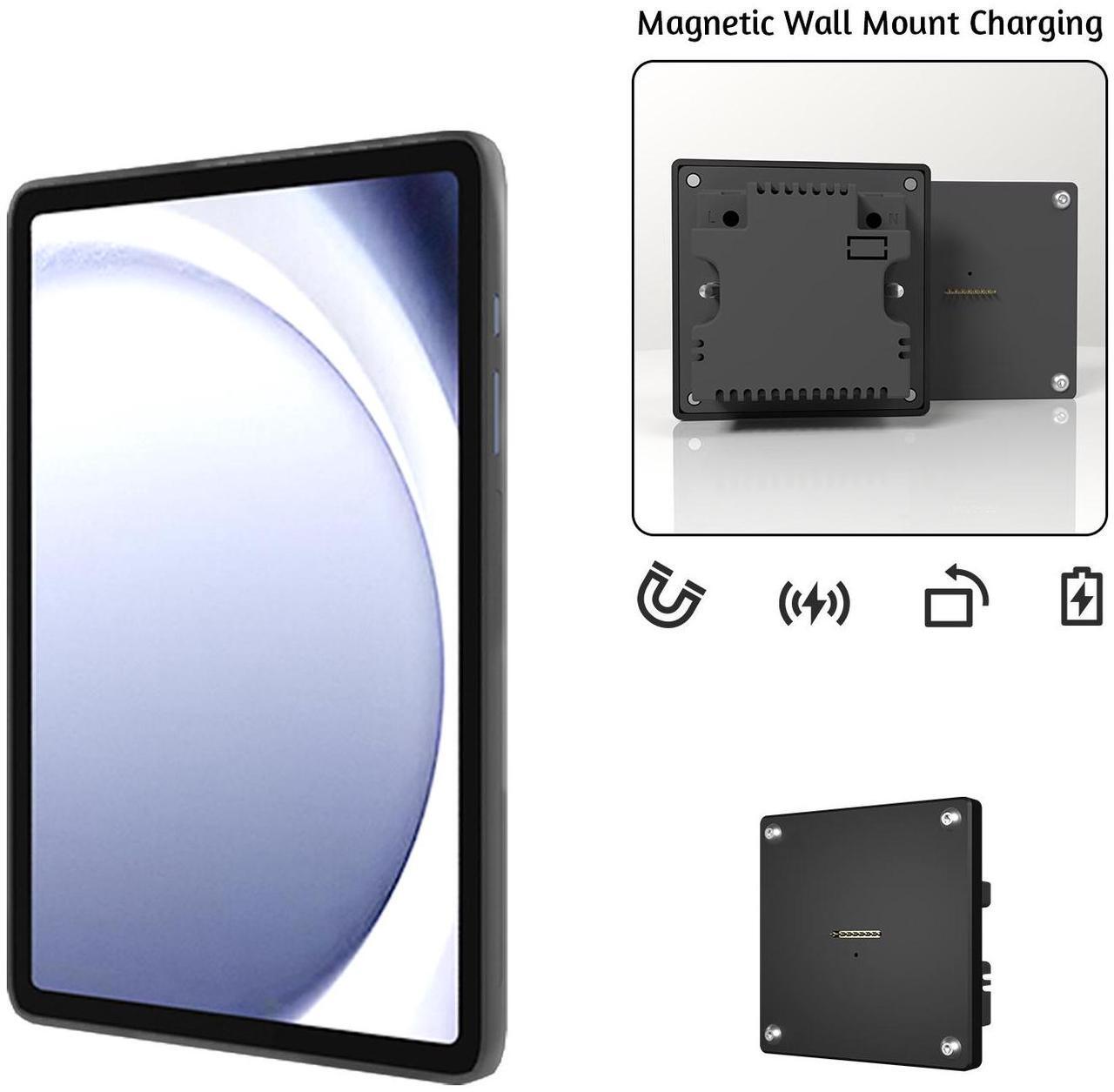 Alt view image 5 of 6 - Zilvex Magnetic Wall-Mount Wireless Charging Case & Stand Combo for Samsung Galaxy Tab A9 Plus - Sleek Space-Saving Design with Military-Grade Protection and Fast 15W Type-C Power Delivery