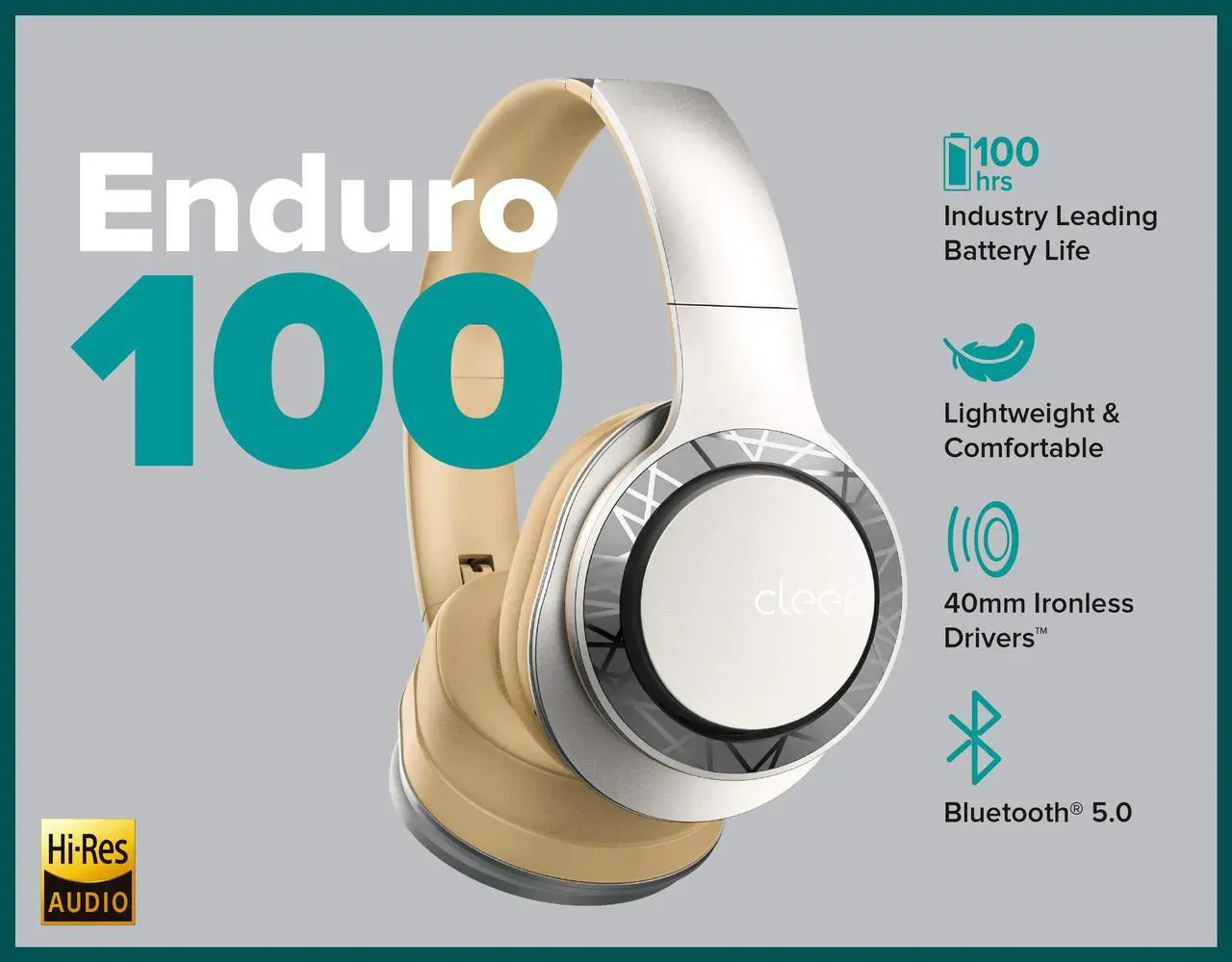 Alt view image 13 of 18 - Cleer Audio Enduro 100 Bluetooth Wireless Headphones with up to 100 Hours Battery (Sand)