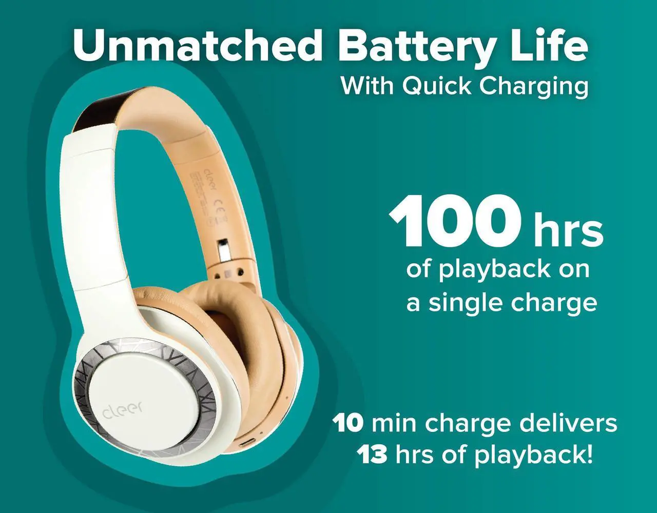 Alt view image 15 of 18 - Cleer Audio Enduro 100 Bluetooth Wireless Headphones with up to 100 Hours Battery (Sand)