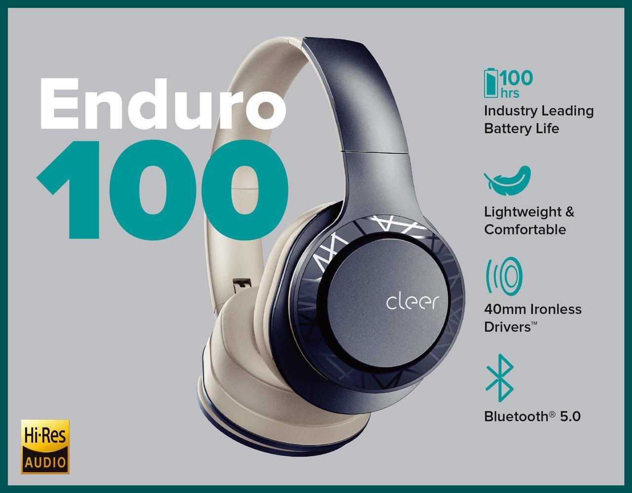 Alt view image 8 of 13 - Cleer Audio Enduro 100 Bluetooth Wireless Headphones with up to 100 Hours Battery (Navy)