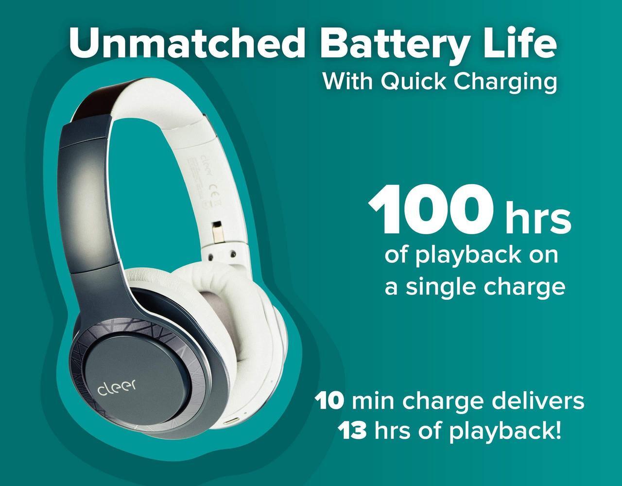Alt view image 10 of 13 - Cleer Audio Enduro 100 Bluetooth Wireless Headphones with up to 100 Hours Battery (Navy)