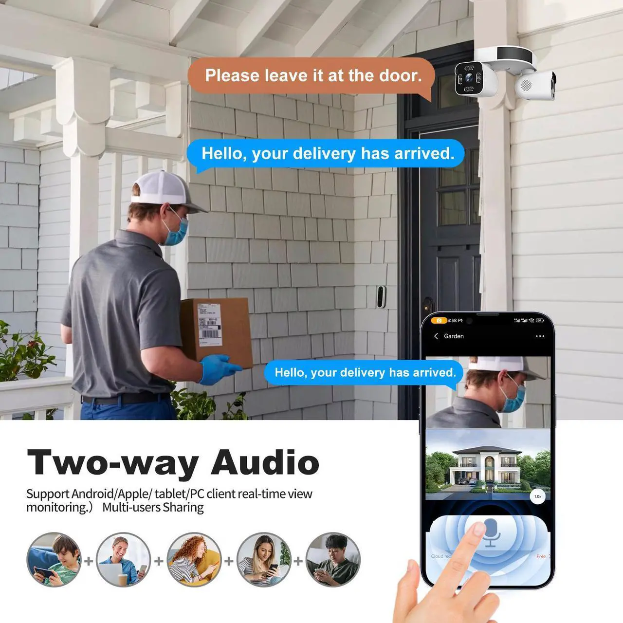 Alt view image 5 of 7 - PHANSATIM Dual Lens WiFi Outdoor Cameras For Home Security, 2.5K/5MP House Camera With Audio And Video, PTZ Security Camera Wireless With Auto Tracking, Outdoor Camera Wired Support Color Night Vision
