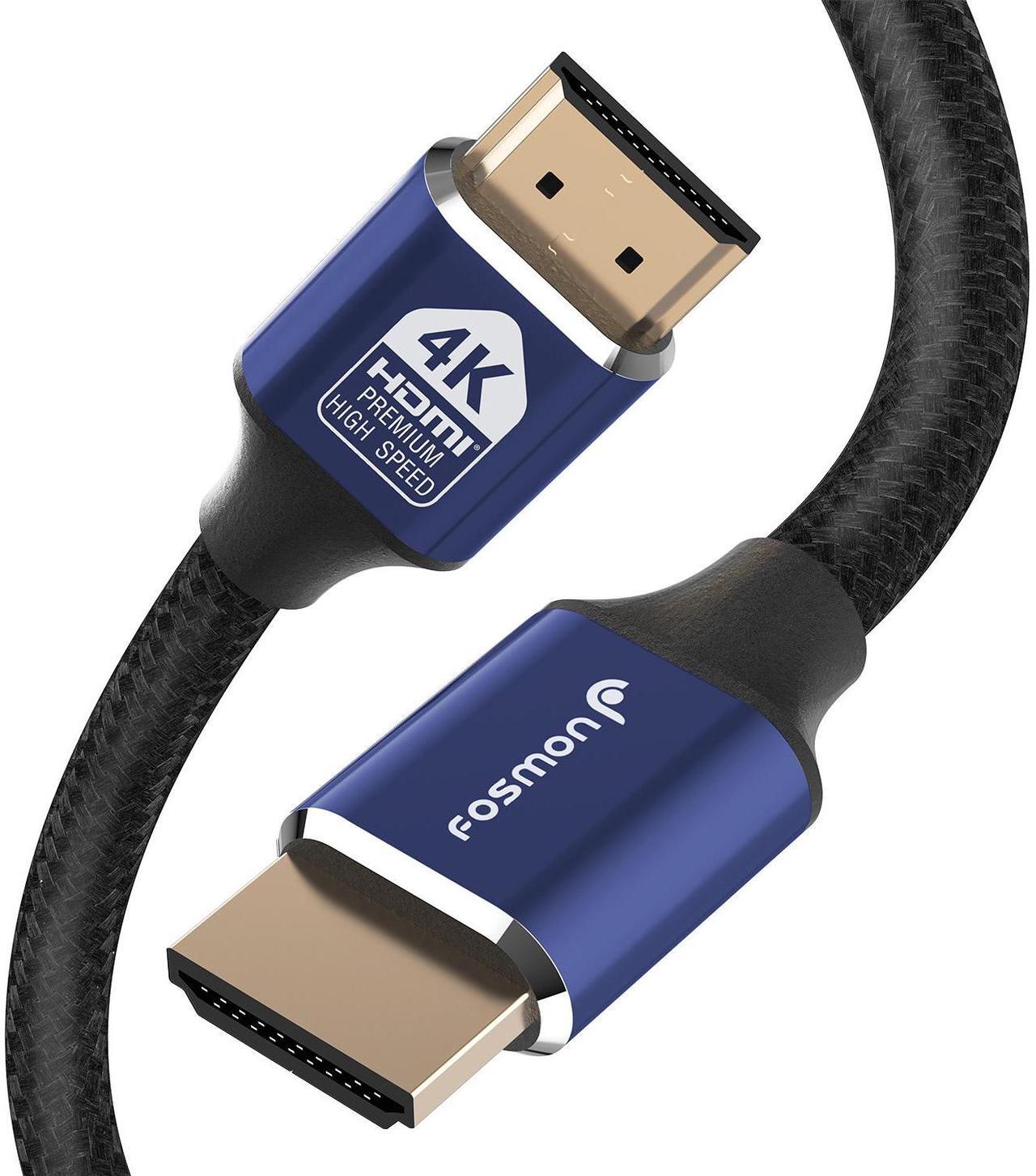 Main image of Fosmon 25FT CL3 Rated 24AWG Cotton Braided Premium High Speed HDMI Cable (Supports Ethernet, 3D, Audio Return, 4K@60Hz) -  Blue/Black