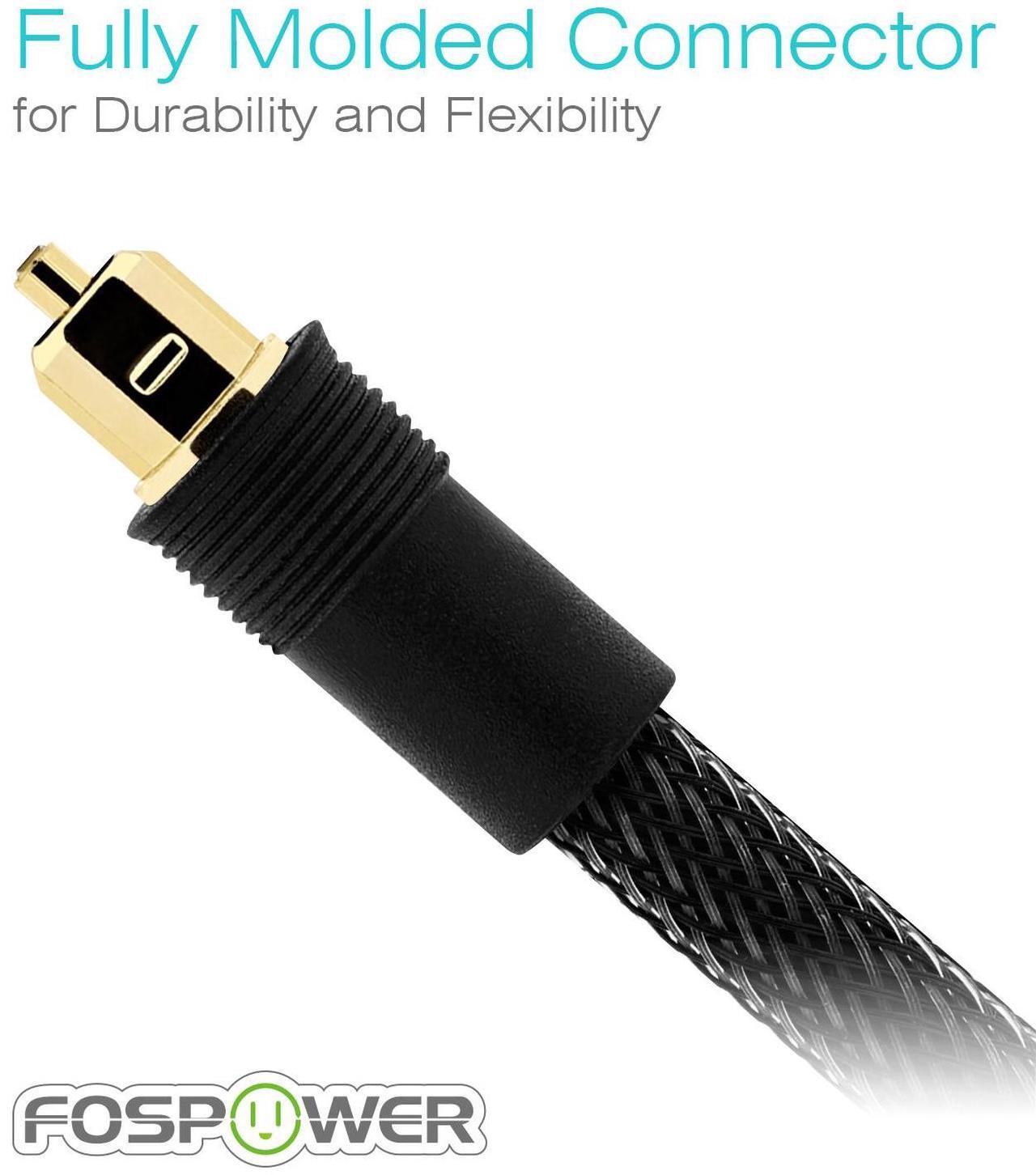 Alt view image 3 of 7 - FosPower 24K Gold-Plated Optical Digital Audio Cable - 15FT, Zero RFI & EMI Interference S/PDIF Toslink Cable with Ultra Durable Nylon Braided Jacket