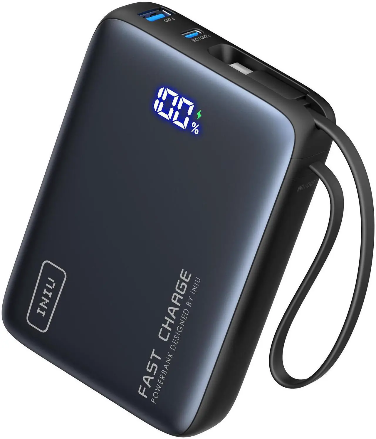 Main image of INIU Portable Charger, Compact 20000mAh PD 20W Power Bank with Built-in USB-C Cable for iPhone, Samsung etc.