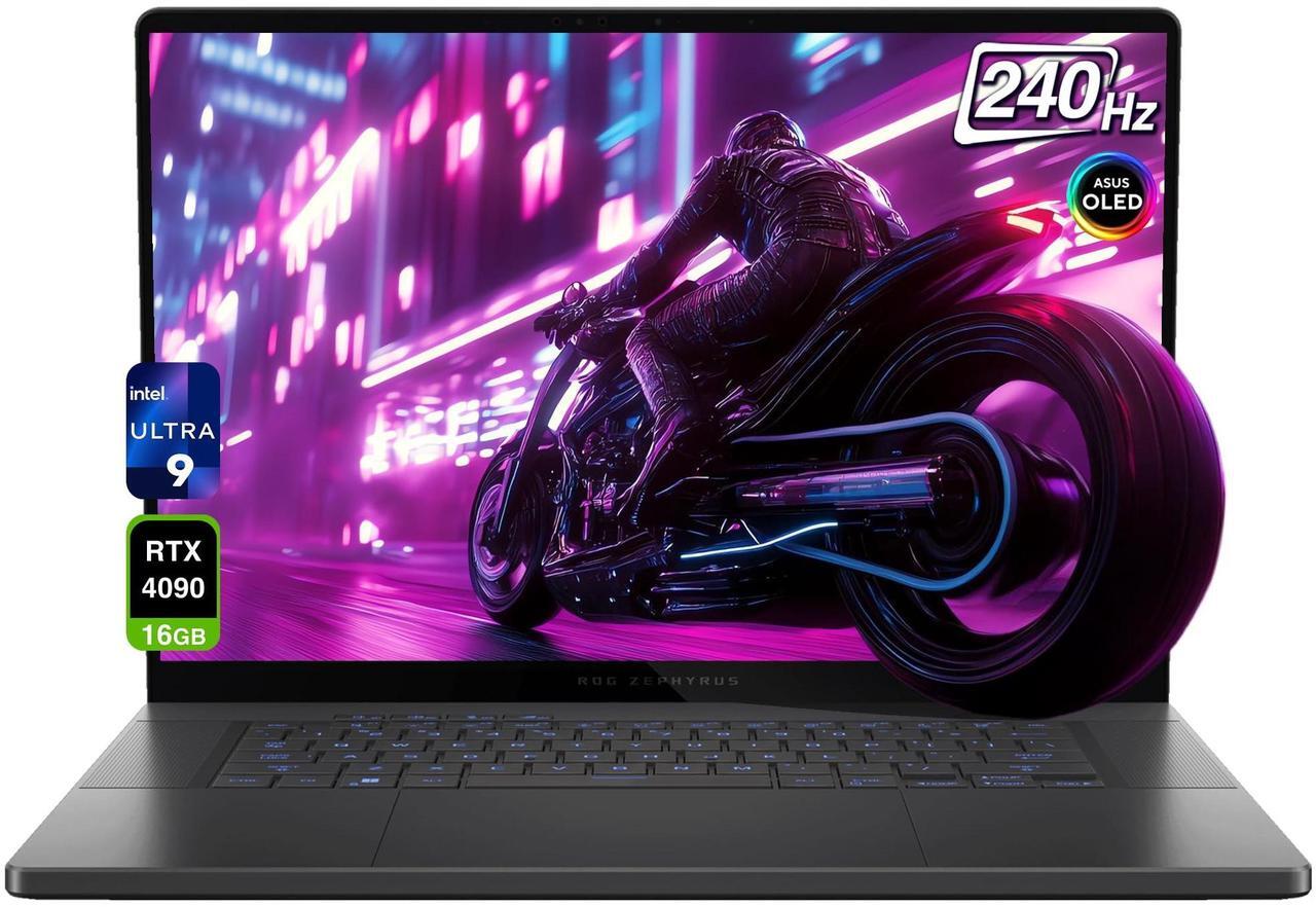 Main image of ASUS ROG Zephyrus G16 Gaming Laptop, Intel Ultra 9-185H, 32 GB LPDDR5X RAM, 4 TB PCle SSD, 16" QHD (2560x1600) 240Hz Display, Nvidia G-Force RTX 4090, Backlit Keyboard, W11 Pro, Eclipse Gray
