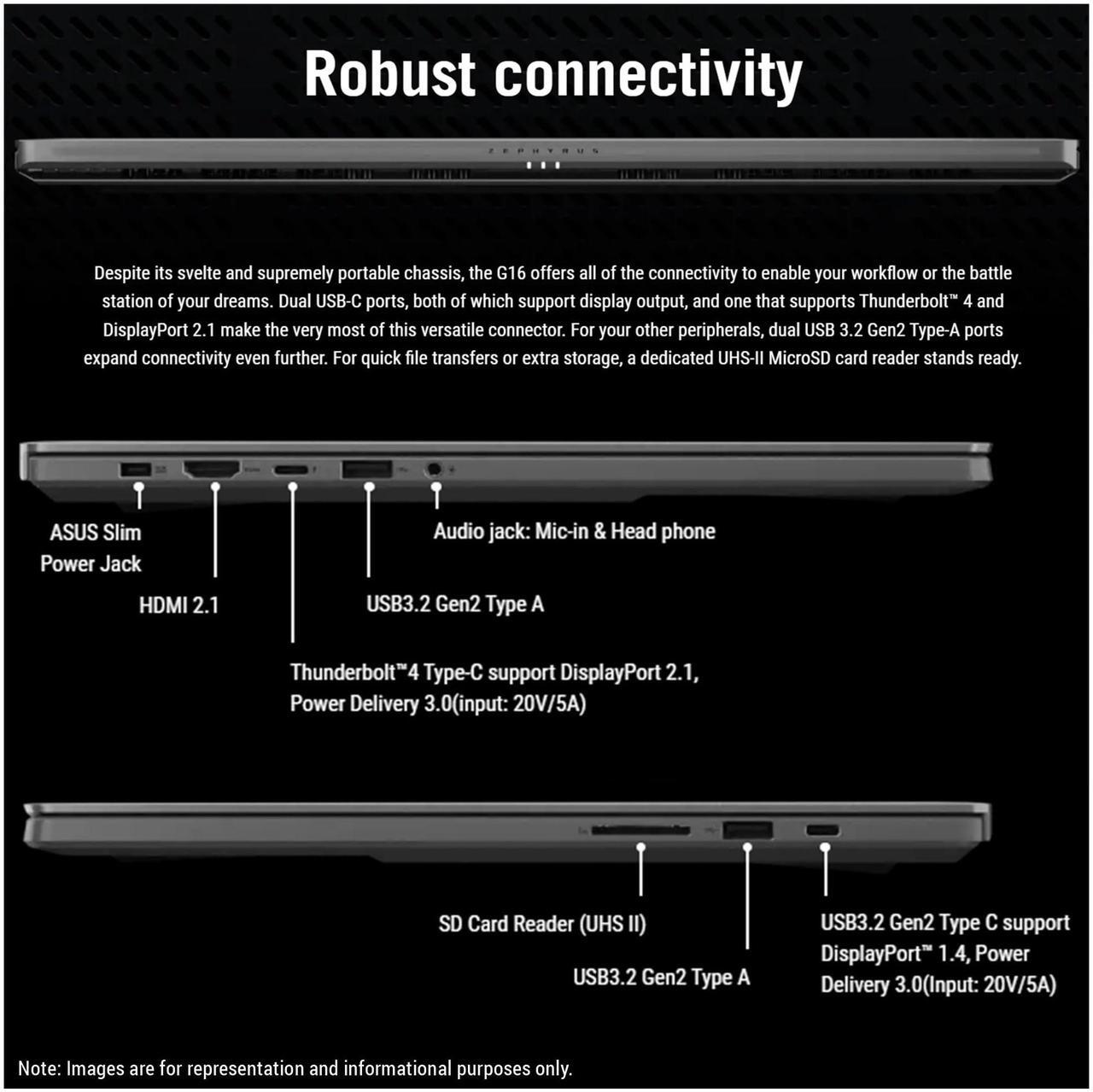 Alt view image 4 of 7 - ASUS ROG Zephyrus G16 Gaming Laptop, Intel Ultra 9-185H, 32 GB LPDDR5X RAM, 4 TB PCle SSD, 16" QHD (2560x1600) 240Hz Display, Nvidia G-Force RTX 4090, Backlit Keyboard, W11 Pro, Eclipse Gray