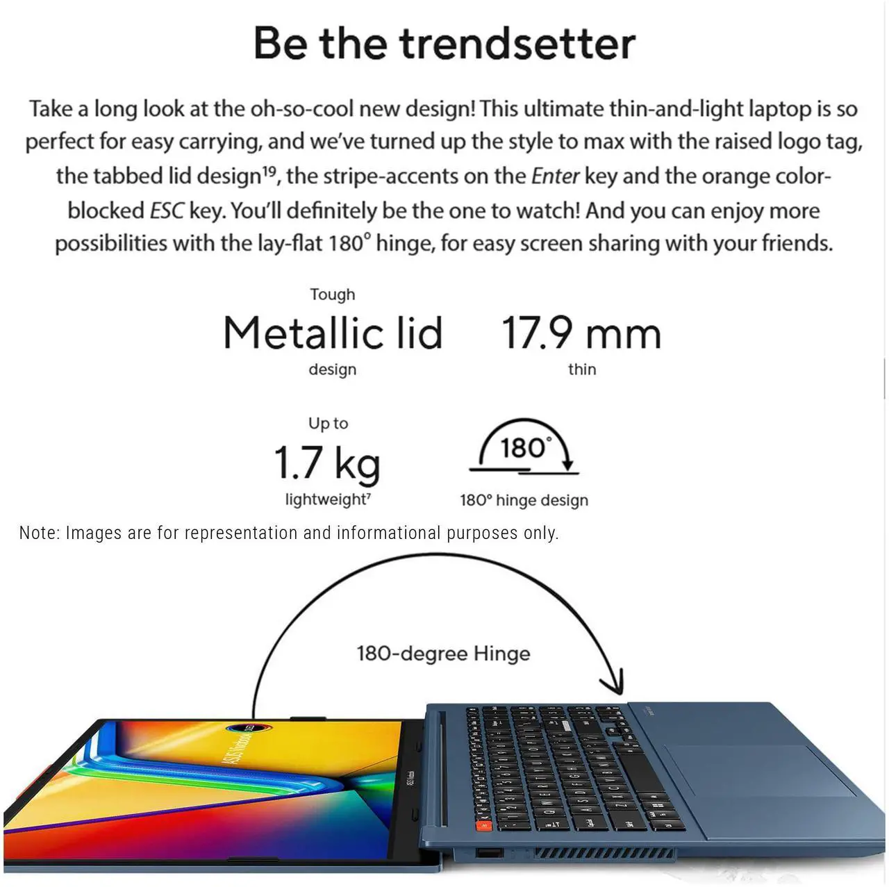 Alt view image 4 of 7 - ASUS Vivobook S Laptop, Intel Ultra 7-155H, 16 GB LPDDR5X RAM, 4 TB PCIe SSD, 15.6" 3K (2880x1620) OLED 120Hz Display, Intel Arc Graphics, RGB Backlit Keyboard, W11 Home, Mist Blue