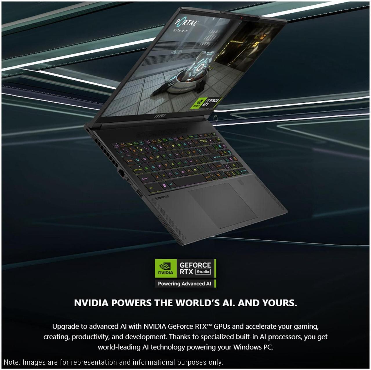 Alt view image 2 of 7 - MSI Stealth A16 AI+ Copilot Gaming Laptop, AMD Ryzen AI 9-365, 32 GB LPDDR5X RAM, 2 TB PCIe SSD, 16" QHD (2560x1600) 240Hz Display, Nvidia G-Force RTX 4070, Backlit Keyboard, W11 Home, Black