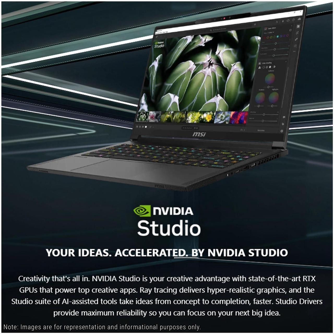 Alt view image 3 of 7 - MSI Stealth A16 AI+ Copilot Gaming Laptop, AMD Ryzen AI 9-365, 32 GB LPDDR5X RAM, 2 TB PCIe SSD, 16" QHD (2560x1600) 240Hz Display, Nvidia G-Force RTX 4070, Backlit Keyboard, W11 Home, Black