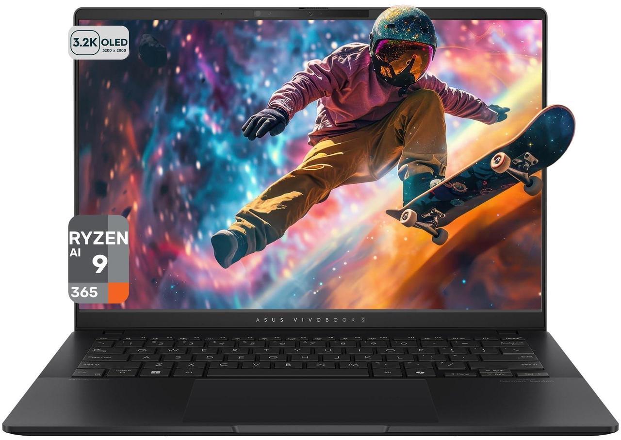 Main image of ASUS Vivobook S14 Copilot+ Laptop, AMD Ryzen AI 9 365, 24 GB LPDDR5X RAM, 4 TB PCIe SSD, 14" OLED 3K (2880x1800) 120Hz Display, AMD Radeon 880M, RGB Backlit Keyboard, W11 Home, Neutral Black