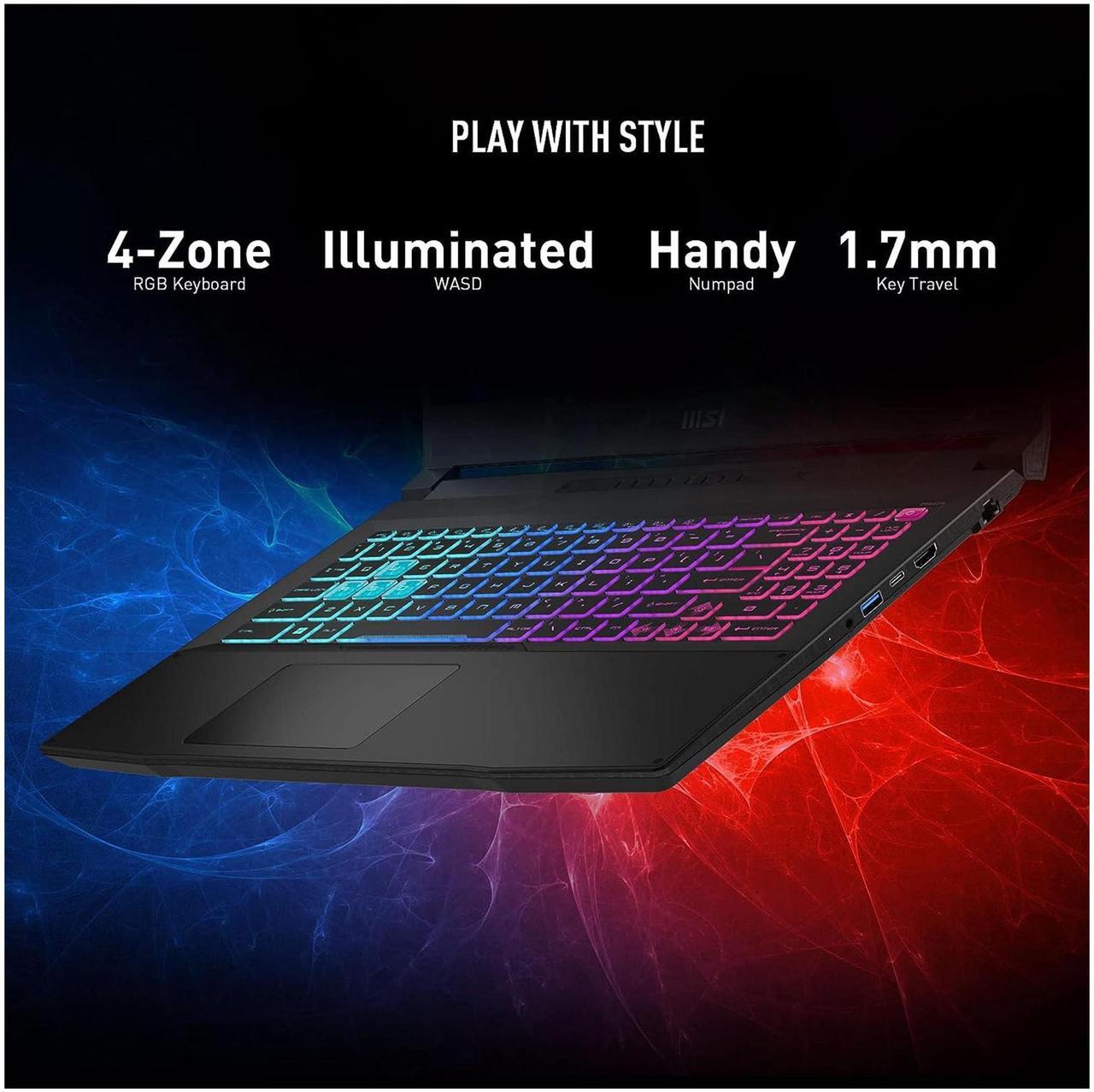 Alt view image 3 of 7 - MSI Katana A17 AI Gaming Laptop, AMD Ryzen 9 8945HS, 64 GB DDR5 RAM, 4 TB PCIe SSD, 17.3" FHD (1920x1080) Display, Nvidia G-Force RTX 4060, W11 Home, Backlit Keyboard, Black