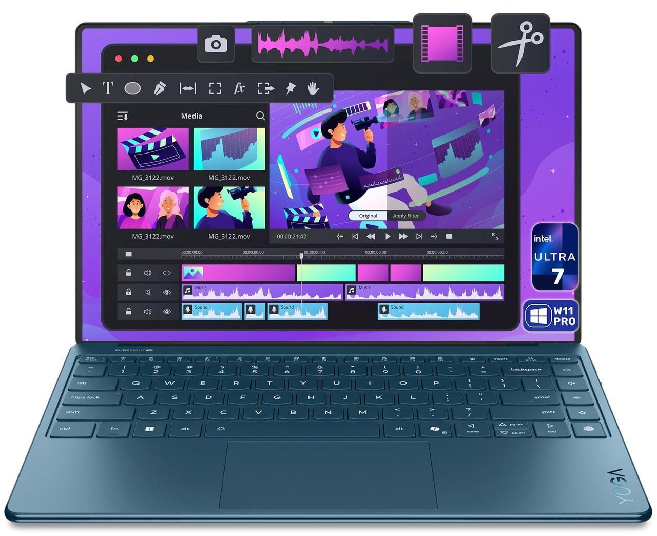 Main image of Lenovo Yoga Slim 9i Copilot+ Laptop, Intel Ultra 7-258V, 32 GB LPDDR5x RAM, 1 TB PCIe SSD, 14" 4K (3840x2400) 120Hz OLED Touchscreen Display, Intel Arc Graphics, Backlit Keyboard, W11 Pro, Tidal Teal