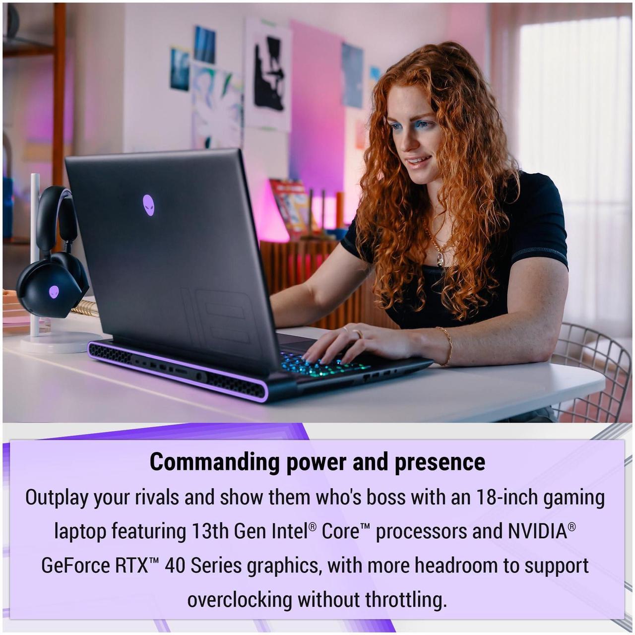 Alt view image 4 of 7 - Alienware M18 Gaming Laptop, Intel i9 13900HX, 32 GB DDR5 Ram, 2 TB PCIe SSD, 18" FHD+ (1920x1200), NvidiA Geforce RTX 4080, W11 Home