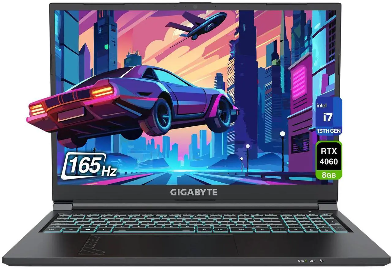 Main image of GIGABYTE G6 Series Gaming Laptop, Intel i7-13620H, 64 GB DRR5 RAM, 2 TB PCIe SSD, 16" WUXGA (1920x1200) 165Hz Display, Nvidia G-Force RTX 4060, RGB Backlit Numeric Keyboard, W11 Home, Black