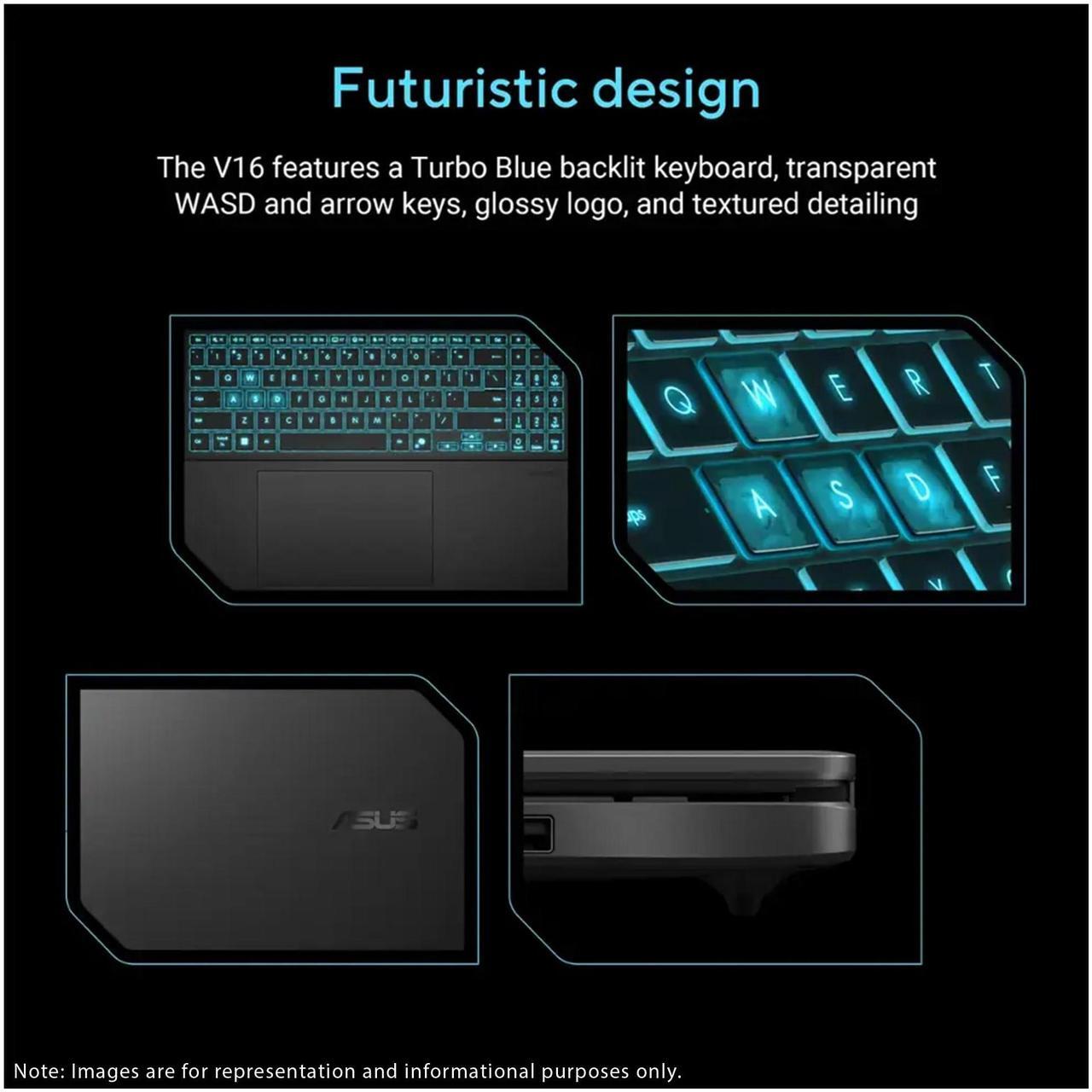 Alt view image 5 of 7 - ASUS V16 Gaming Laptop, Intel i7-240H, 64 GB DDR5 RAM, 2 TB PCIe SSD, 16" WUXGA (1920x1200) 144Hz Display, Nvidia G-Force RTX 3050, Backlit Keyboard, W11 Pro, Matte Black