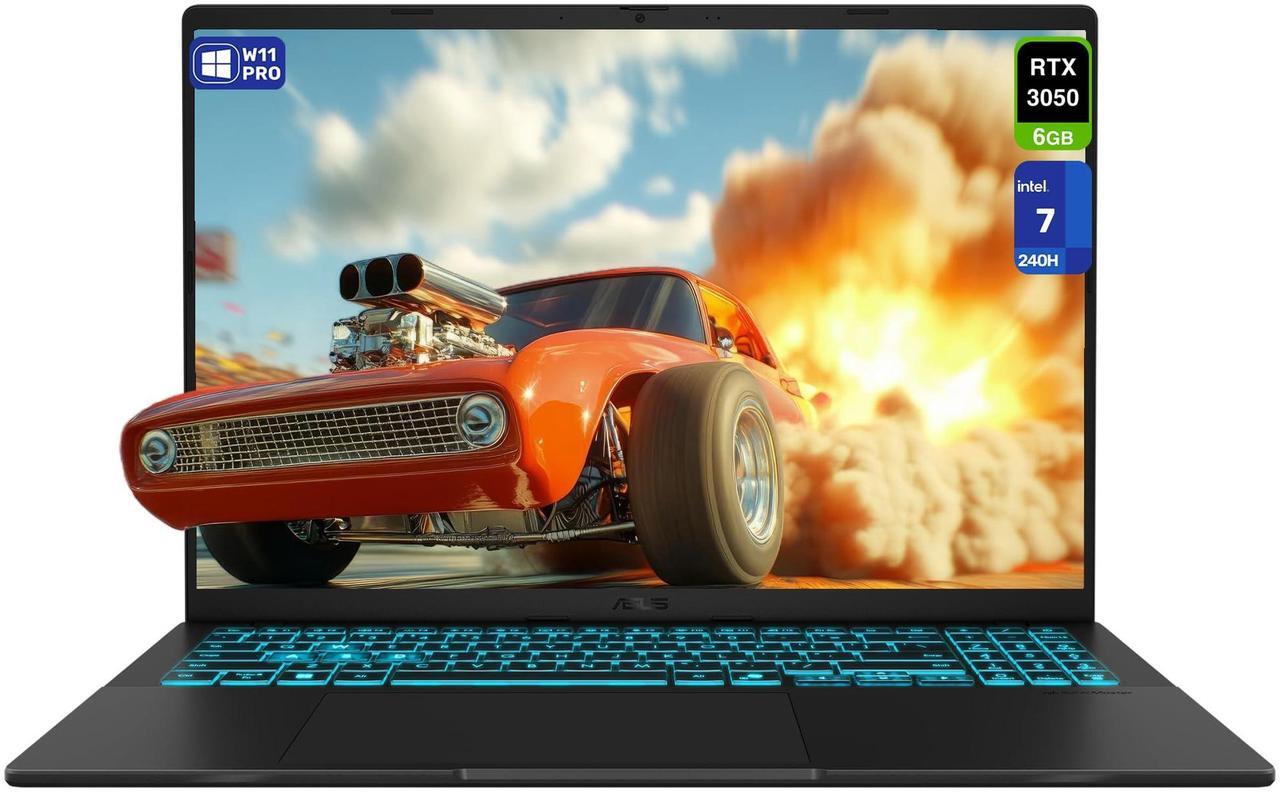 Main image of ASUS V16 Gaming Laptop, Intel i7-240H, 64 GB DDR5 RAM, 2 TB PCIe SSD, 16" WUXGA (1920x1200) 144Hz Display, Nvidia G-Force RTX 3050, Backlit Keyboard, W11 Pro, Matte Black
