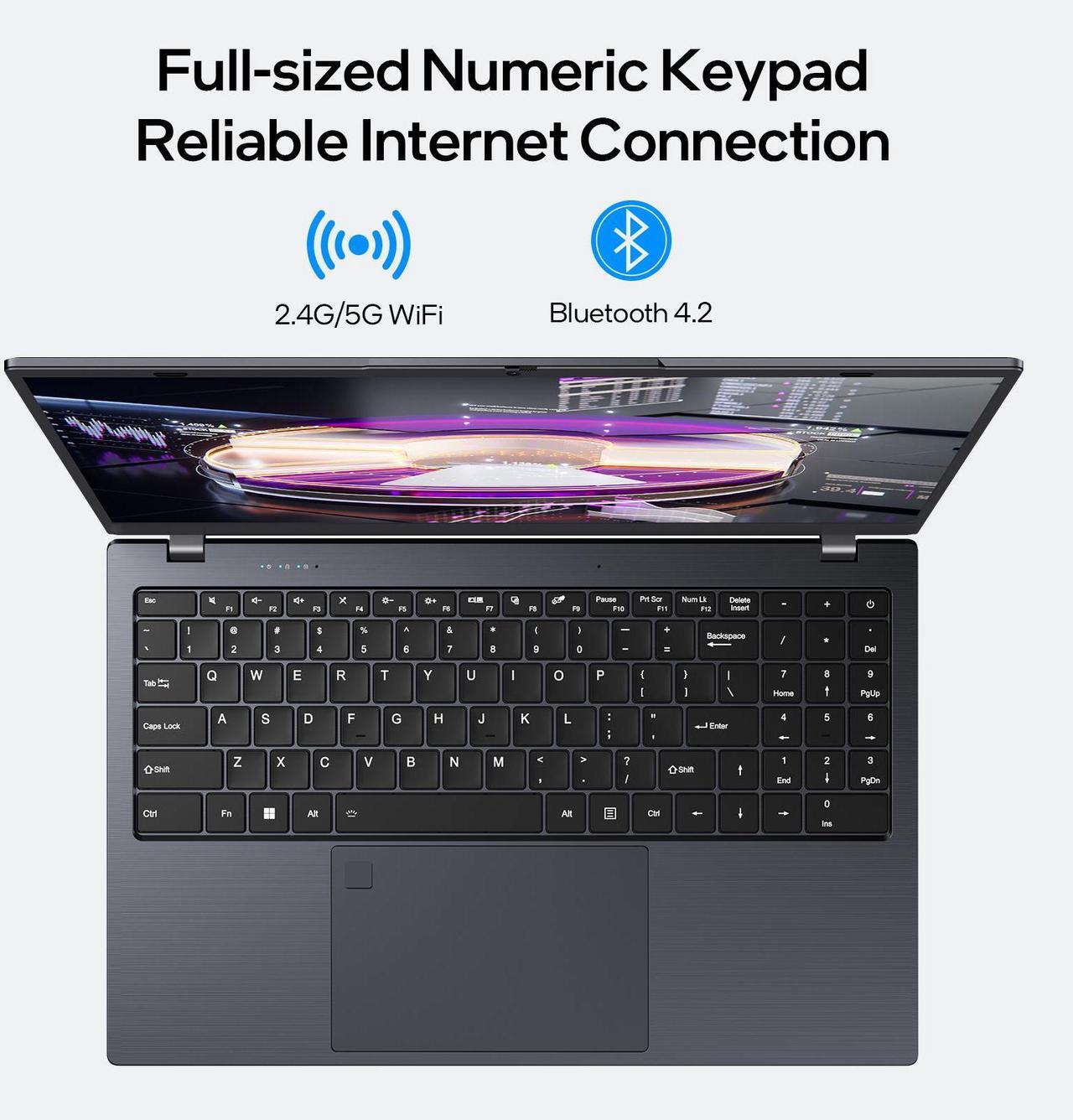 Alt view image 5 of 6 - BiTECOOL 15.6-inch Windows 11 Laptop, 16GB RAM, 512GB SSD, FHD IPS Display Laptop Computer, Intel N5095 Quad Core, 2.4/5G WiFi, BT4.2 Backlit and Fingerprint, Lightweight and Portable