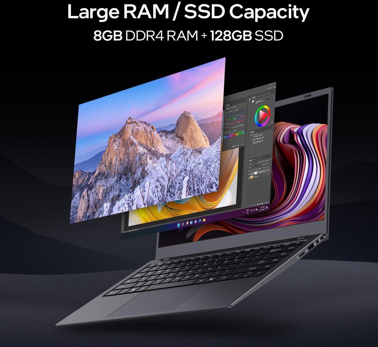 Alt view image 4 of 7 - BiTECOOL 14.1-inch Windows 11 Laptop, 8GB RAM, 128GB SSD, FHD IPS Display Laptop Computer, Intel N5095 Quad Core, 2.4/5G WiFi, BT4.2, Lightweight and Portable